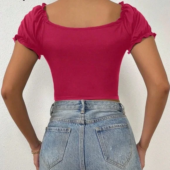 SHEIN Women's Pink Ruched Top - Picture 2 of 7